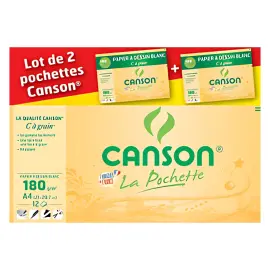 CANSON Papier &agrave; dessin 'C' &agrave; grain, A4, lot de 2 photo du produit