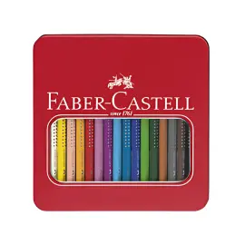 FABER-CASTELL Crayons de couleur Jumbo GRIP, &eacute;tui en m&eacute;tal photo du produit