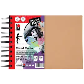 Marabu Cahier &agrave; spirale 'Mixed Media', format A5, 300 g/qm, photo du produit