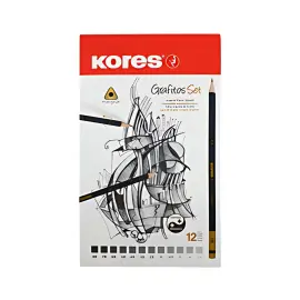 Kores Crayon &agrave; papier 'Grafitos Art', &eacute;tui m&eacute;tallique de 12 photo du produit