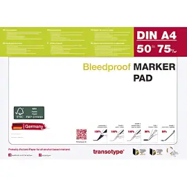 TRANSOTYPE Bloc pour marqueur, A4, 75 g/m2, 50 feuilles photo du produit