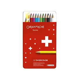 CARAN D'ACHE Crayons de couleur Swisscolor, étui métal de 12 photo du produit
