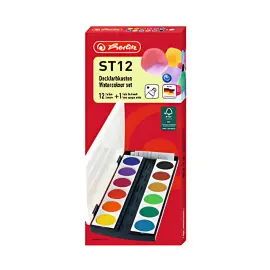 Pastilles de gouache ST12 - 12 couleurs - en plastique - Herlitz photo du produit