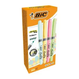 12 surligneurs  grip caoutchouc - Pastel - Bic photo du produit