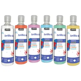 6 flacons de gouache liquide Brillo 500ml - Couleurs nacr&eacute;es - Pebeo photo du produit