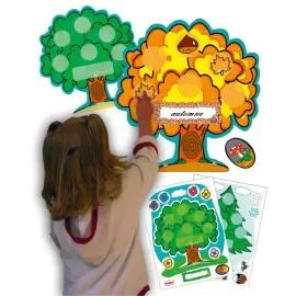 Jeu maxi saisons valisette 4 arbres plastiques 64x48cm 28 &eacute;l&eacute;ments - Culture club photo du produit