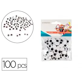 Yeux mobiles loolipo ovales sans cils noirs adh&eacute;sifs 3 tailles 100 pcs - Sodertex loolipo photo du produit