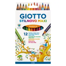 Etui crayons de couleur stilnovo maxi 12 unit&eacute;s triangulaire - Giotto photo du produit