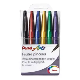 Feutre pinceau arts pointe souple 2, 07mm pochette 6 - Pentel photo du produit