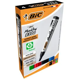 Marqueur permanent marking 2300 pointe biseaut&eacute;e bo&icirc;te 4 unit&eacute;s - Bic photo du produit