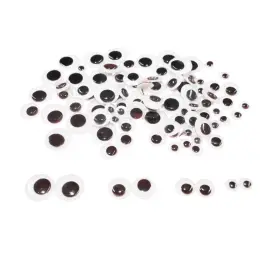 Yeux mobiles loolipo ronds sans cils noirs adh&eacute;sifs 100 pcs - Sodertex loolipo photo du produit
