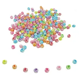 Perle plastique ronde spirale 8mm coloris assortis 500 pcs - Innspiro photo du produit