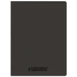 Cahier polypropyl&egrave;ne piq&ucirc;re - A4+ 90 g - 96 pages - Anthracite - Conqu&eacute;rant photo du produit