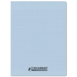 Cahier polypropyl&egrave;ne piq&ucirc;re - A4+ 90 g - 96 pages &ndash; Bleu pastel - Conqu&eacute;rant photo du produit