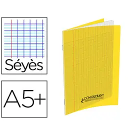 Cahier polypropyl&egrave;ne piq&ucirc;re Sey&egrave;s - A5+ 90 g - 140 pages - Jaune - Conqu&eacute;rant photo du produit