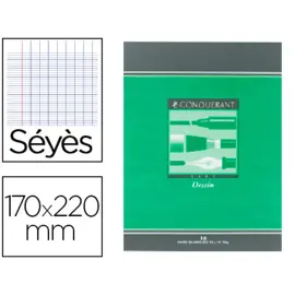 Cahier de dessin piq&ucirc;re Sey&egrave;s - A5+  90 g - 16 pages - Vert - Conqu&eacute;rant photo du produit