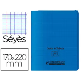 Cahier &agrave; rabat piq&ucirc;re Sey&egrave;s - A5+ 90 g - 96 pages - Bleu - Conqu&eacute;rant photo du produit