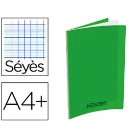 Cahier polypropyl&egrave;ne piq&ucirc;re Sey&egrave;s - A4+ 90 g - 140 pages - Vert - Conqu&eacute;rant photo du produit