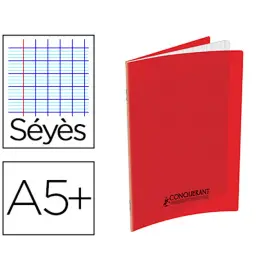 Cahier polypropyl&egrave;ne piq&ucirc;re Sey&egrave;s - A5+ 90 g - 140 pages - Rouge - Conqu&eacute;rant photo du produit