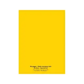 Cahier polypropyl&egrave;ne piq&ucirc;re 5 x 5 - A4+ 90 g - 96 pages - Jaune - Conqu&eacute;rant photo du produit