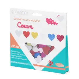 Coeurs loolipo mousse eva pailletee adhesive 2mm 200 pcs 6 coloris - Sodertex loolipo photo du produit