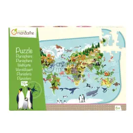 Puzzle avenue mandarine planisphere avec les animaux du monde - My mandarine photo du produit