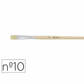 Brosse plate o'color poils soie porc n&deg;10 manche bois naturel lot 10 - O color photo du produit