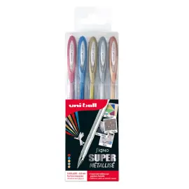 Roller uniball signo broad encre gel moyenne assortie 5 pcs - Uni ball photo du produit