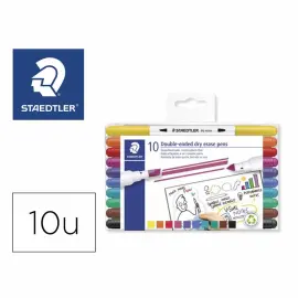 Feutre 3010 effa&ccedil;able double pointe coloris assortis x10 - Staedtler photo du produit