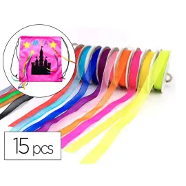 Rubans organza loolipo 9mm x 10ml coloris assortis pack de 15 pcs - Sodertex loolipo photo du produit