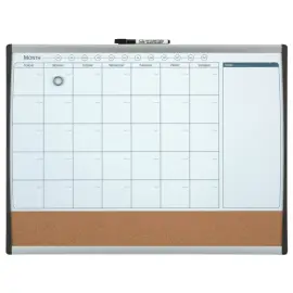 Tableau laque 3 en 1 notes planning liege effacable a sec - Nobo photo du produit