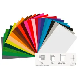 Feutrine acrylique 1 mm 30x45cm coloris assortis 22 coupons - Innspiro photo du produit