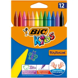 Crayon cire kids plastidecor 120mm 12 unit&eacute;s - Bic photo du produit