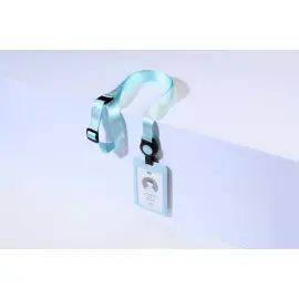 1 PORTE-CARTES, ENROULEUR ET TOUR DE COU RECYCL&Eacute; AJUSTABLE BLEU photo du produit