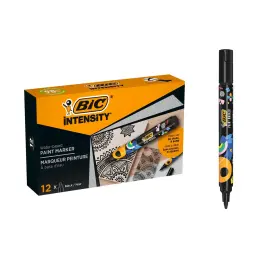 12 marqueurs peinture Intensity - Pointe ogive moyenne - Noir - Bic photo du produit