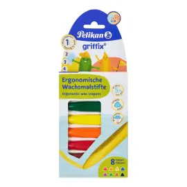 8 CRAYONS CIRE PELIKAN GRIFFIX TRIANGULAIRES 8 COULEURS ETUI photo du produit