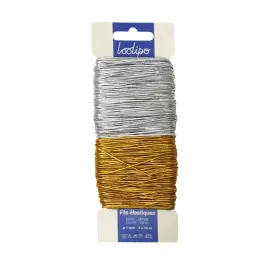FILS ELASTIQUES - OR & ARGENT - &Oslash; 1 MM - 2 X 10 M - 2 PCS - 2 COLORIS photo du produit