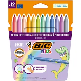 12 Feutres de coloriage pastel pointe moyenne Bic photo du produit