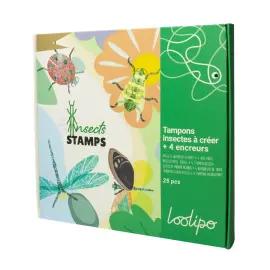 26 Tampons &agrave; cr&eacute;er insectes + 4 encreurs 17 x 13 cm Loolipo photo du produit