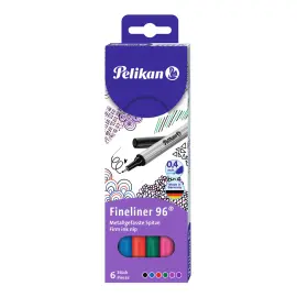 6 FEUTRES PELIKAN FINELINER 96 ASSORTIS ETUI photo du produit