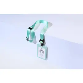 1 PORTE-CARTES, ENROULEUR ET TOUR DE COU RECYCL&Eacute; AJUSTABLE VERT photo du produit
