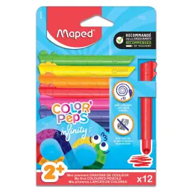 12 CRAYONS DE COULEUR COLOR'PEPS INFINITY KIDY, EN POCHETTE CARTON photo du produit