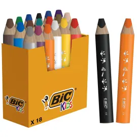 18 Crayons de couleur multi-surfaces pointe 10 mm + taille-crayon Bic photo du produit