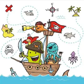 Serviette &agrave; motif 'Pirates', 330 x 330 mm - Papstar photo du produit