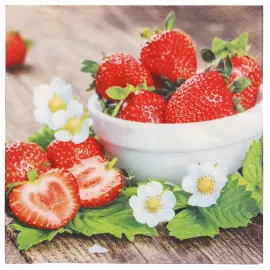 Serviette &agrave; motif 'Strawberry Taste', 330 x 330 mm - Papstar photo du produit