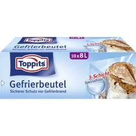 Sachet de cong&eacute;lation, 10 x 8 litres, 340 x 500 mm - Toppits photo du produit
