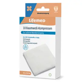 Compresse de coton, 95 x 95 mm, blanc - Lifemed photo du produit