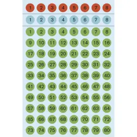 Stickers chiffres 1-160, diam&egrave;tre: 8 mm, color&eacute; - Herma photo du produit