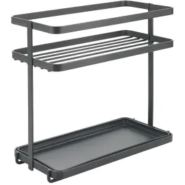 &Eacute;tag&egrave;re &agrave; &eacute;pices Tokyo LAVA, 2 niveaux, noir mat - Metaltex photo du produit