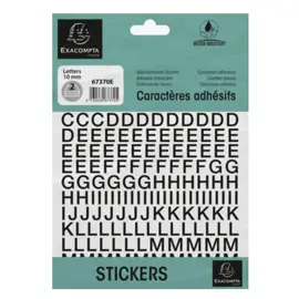 Lettres auto-adh&eacute;sives A-Z - 20 mm - Noir - Exacompta photo du produit